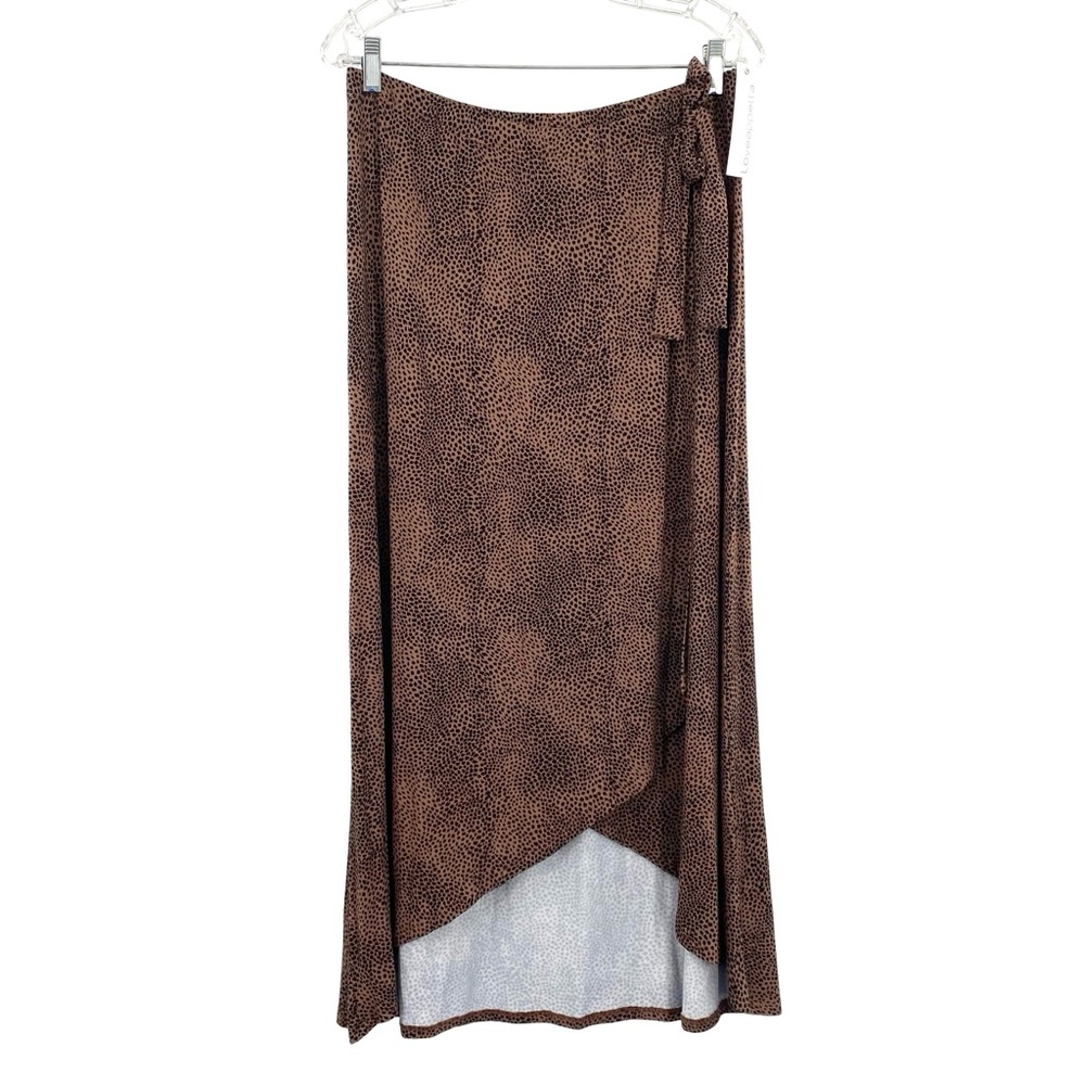 Loveappella Leopard Print Tie Wrap Midi Skirt New Size Large